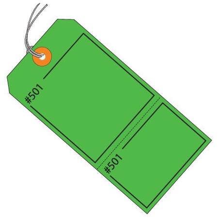 Bsc Preferred 4 3/4 x 2-3/8'' Green Claim Tags Consecutively Numbered - Pre-Strung, 1000PK BUY00015585